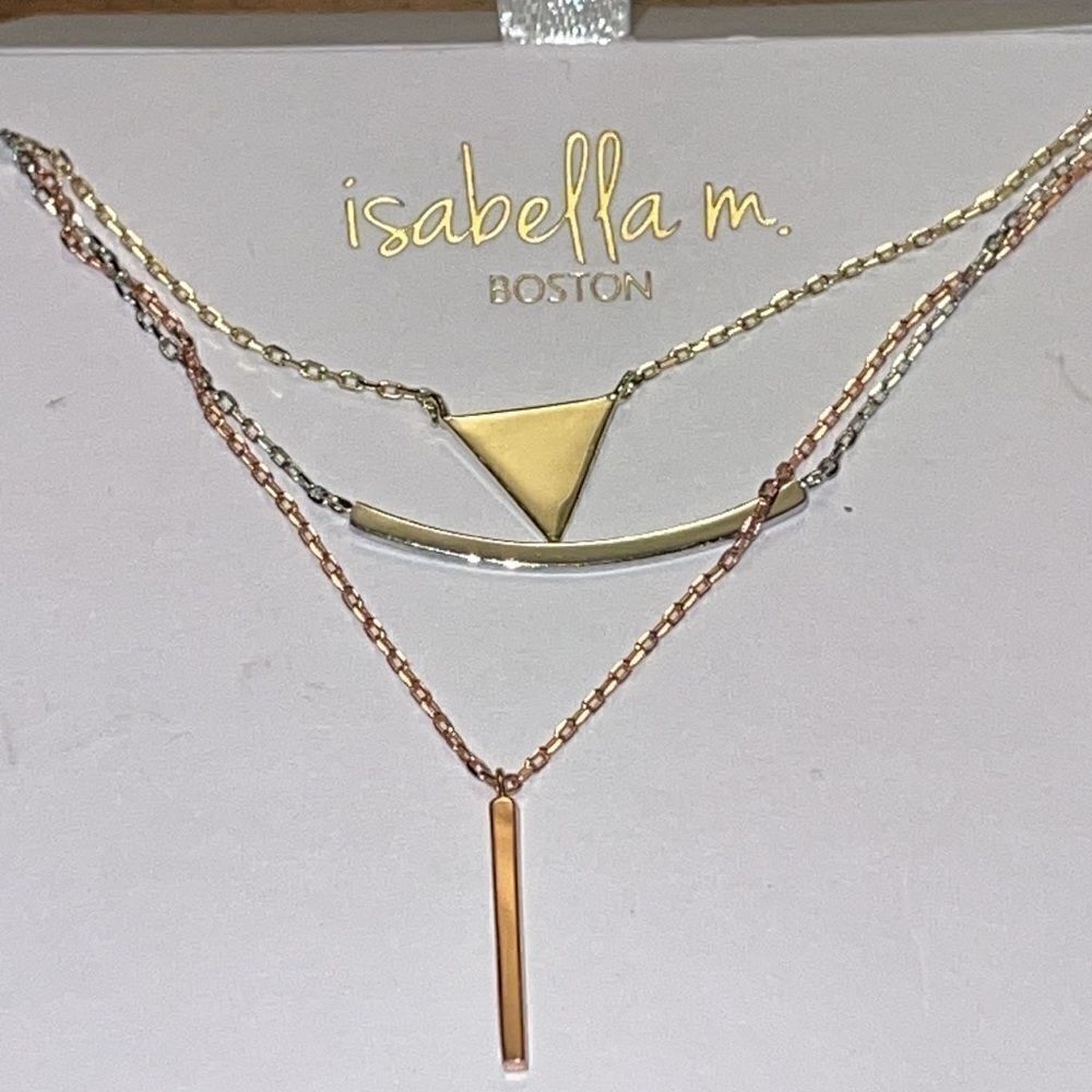 Isabella M triple layered sterling silver rose &yellow gold plated necklace.